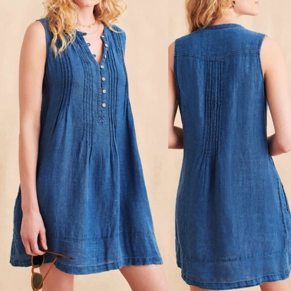 Faherty Isha Dress  Indigo - Picture 1 of 7